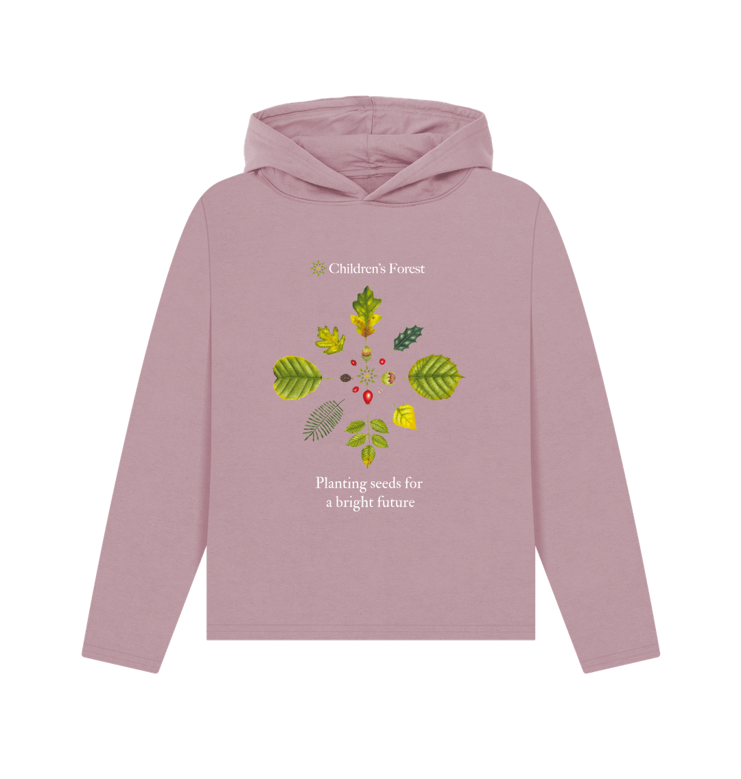 Mauve Women's Organic Relaxed Fit Hoody with Tree Mandala
