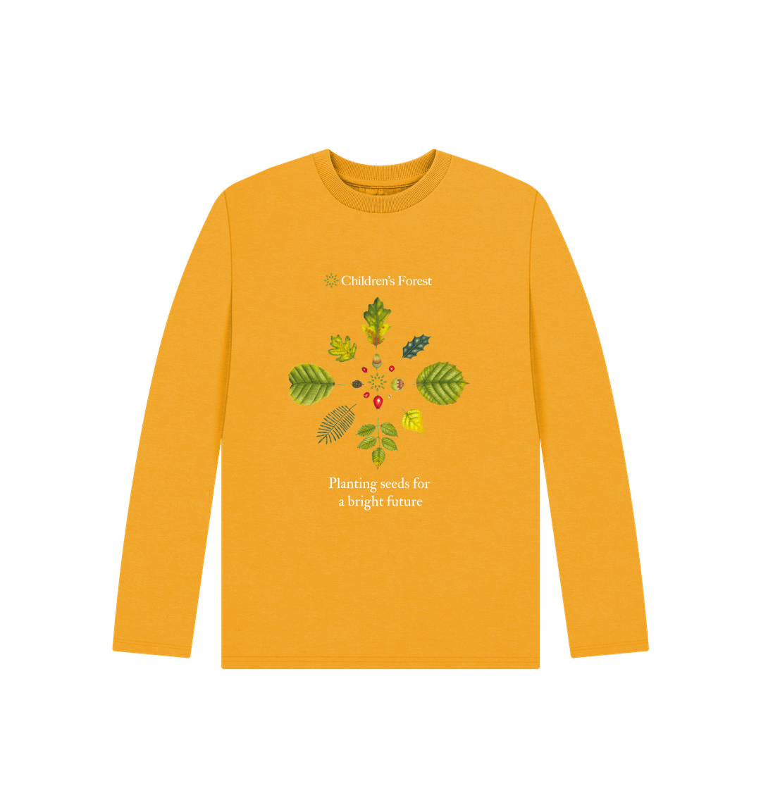 Mustard Children's Organic Long sleeved T-shirt with Tree Mandala