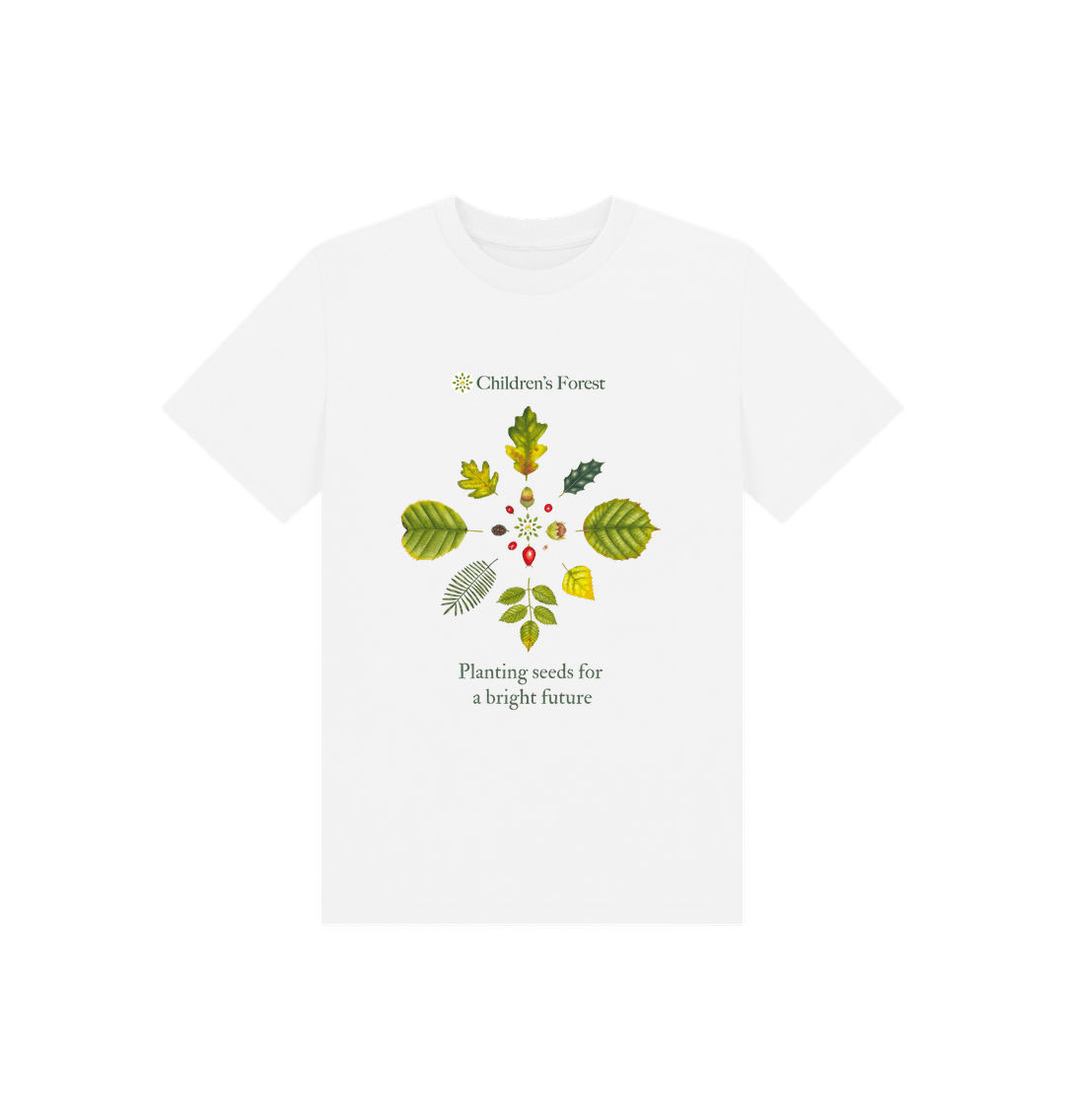 White Children's Organic T-shirt with Tree Mandala