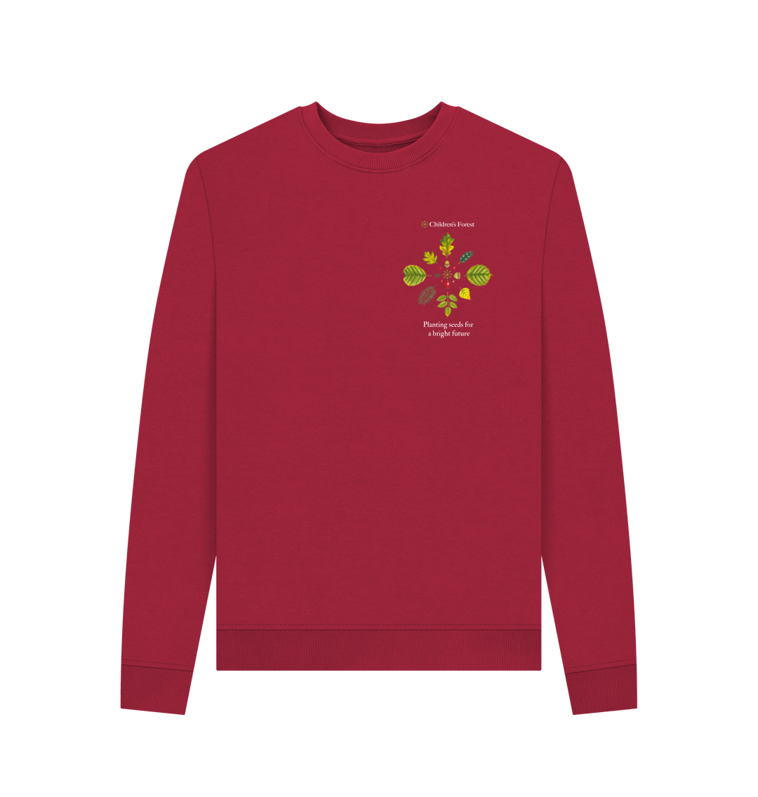 Cherry Women's Organic Crew Neck Sweater with Tree Mandala