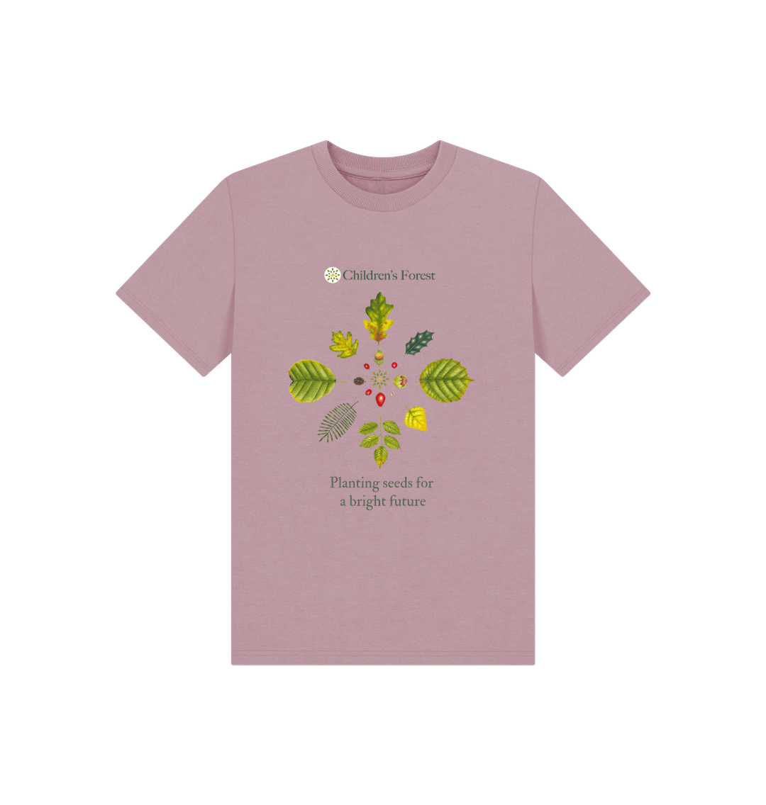Mauve Children's Organic T-shirt with Tree Mandala