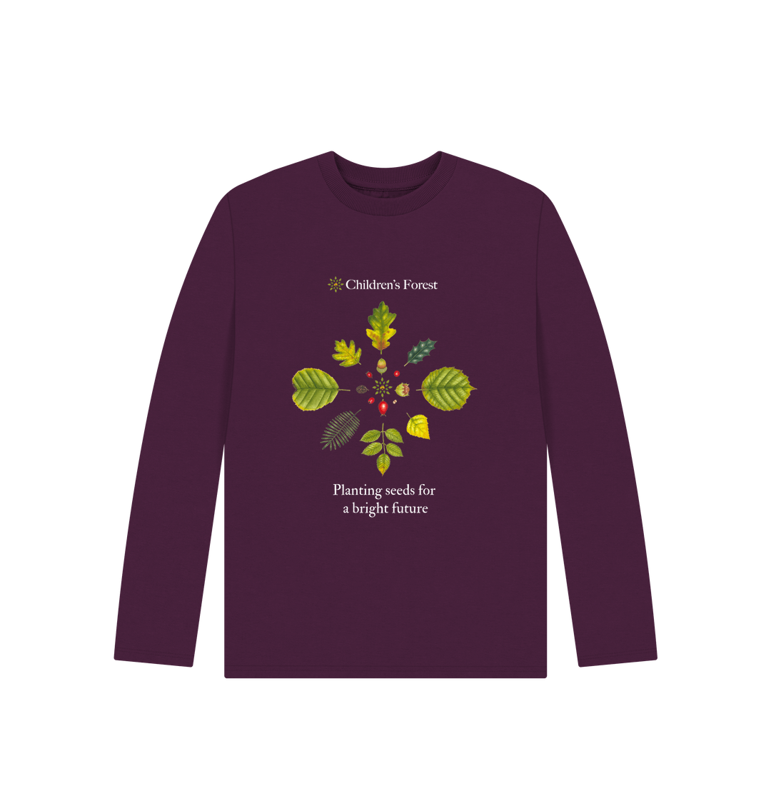 Purple Children's Organic Long sleeved T-shirt with Tree Mandala