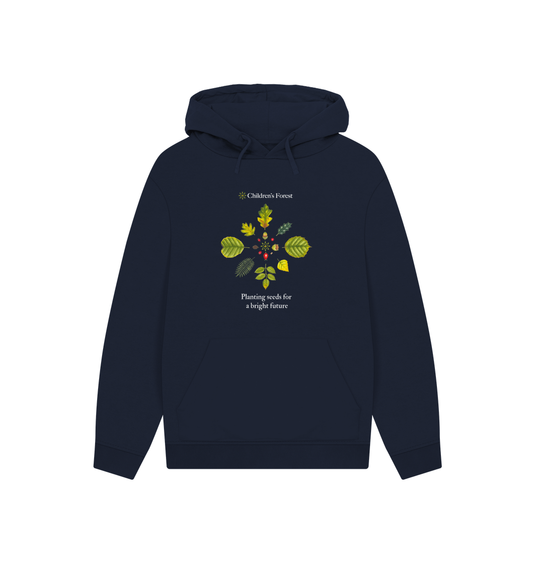 Navy Unisex Organic Hoody with Tree Mandala (with kangaroo pocket)