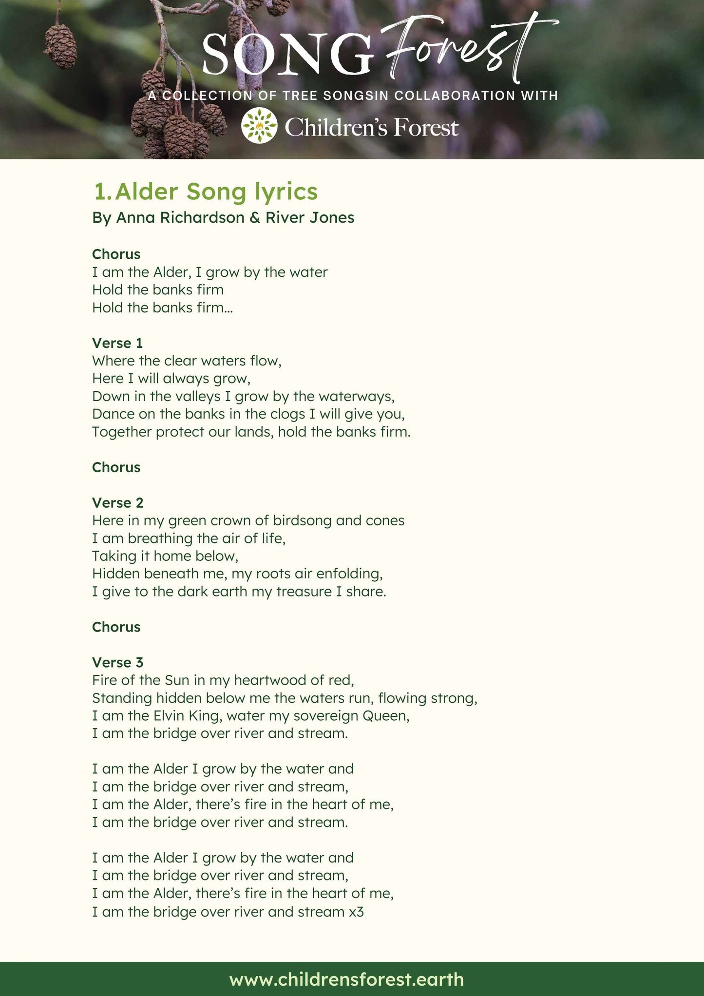 Song Forest album; a collection of tree songs (digital download)