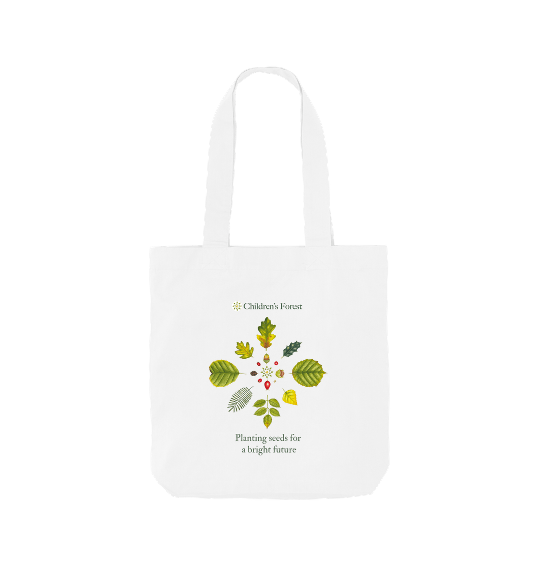 White Organic Tote Bag with Tree Mandala