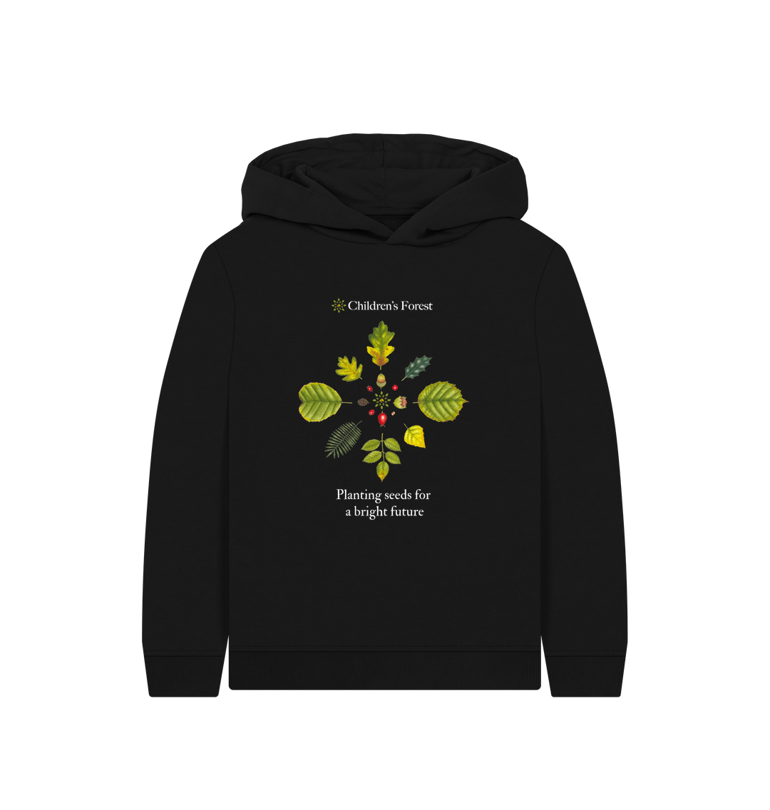 Black Children's Organic Hoody with Tree Mandala