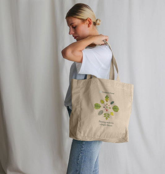 Organic Shopper Bag with Tree Mandala (Natural)