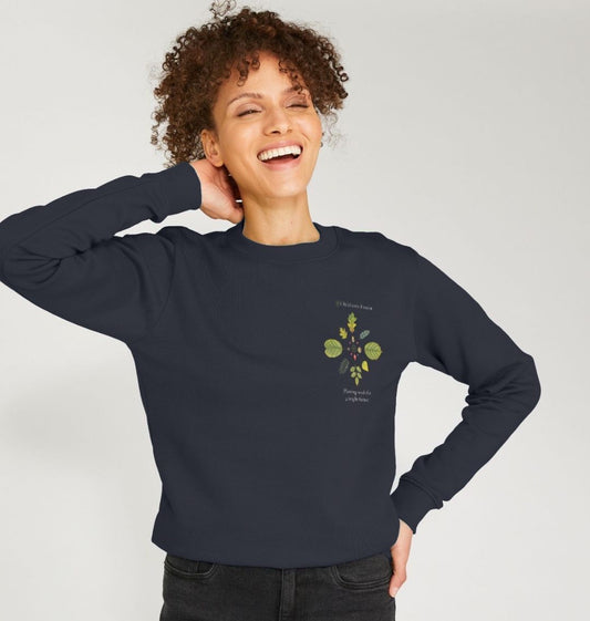 Women's Organic Crew Neck Sweater with Tree Mandala