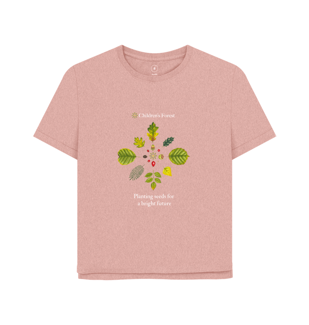 Sunset Pink Women's Organic Relaxed Fit ReMill T-Shirt with Tree Mandala