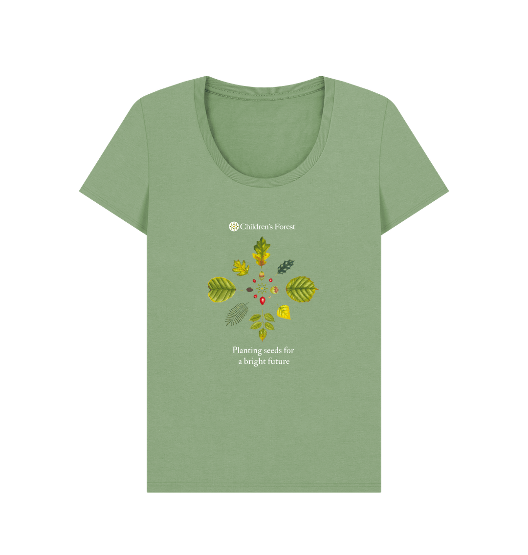 Sage Women's Organic Scoop Neck T-Shirt with Tree Mandala