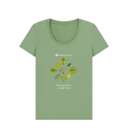 Sage Women's Organic Scoop Neck T-Shirt with Tree Mandala