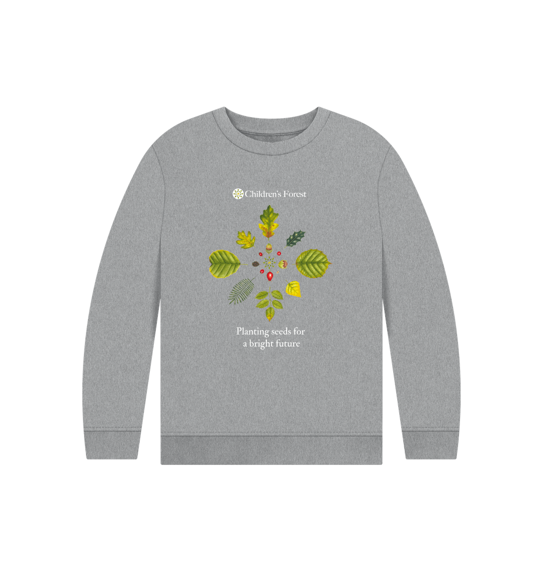 Athletic Grey Children's Organic Jumper with Tree Mandala