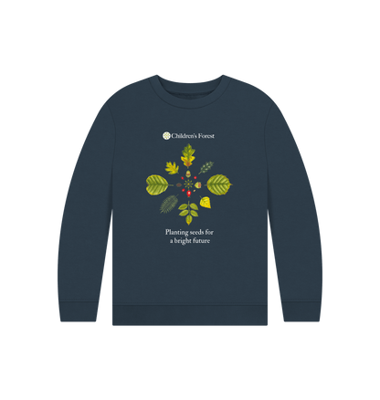 Navy Blue Children's Organic Jumper with Tree Mandala