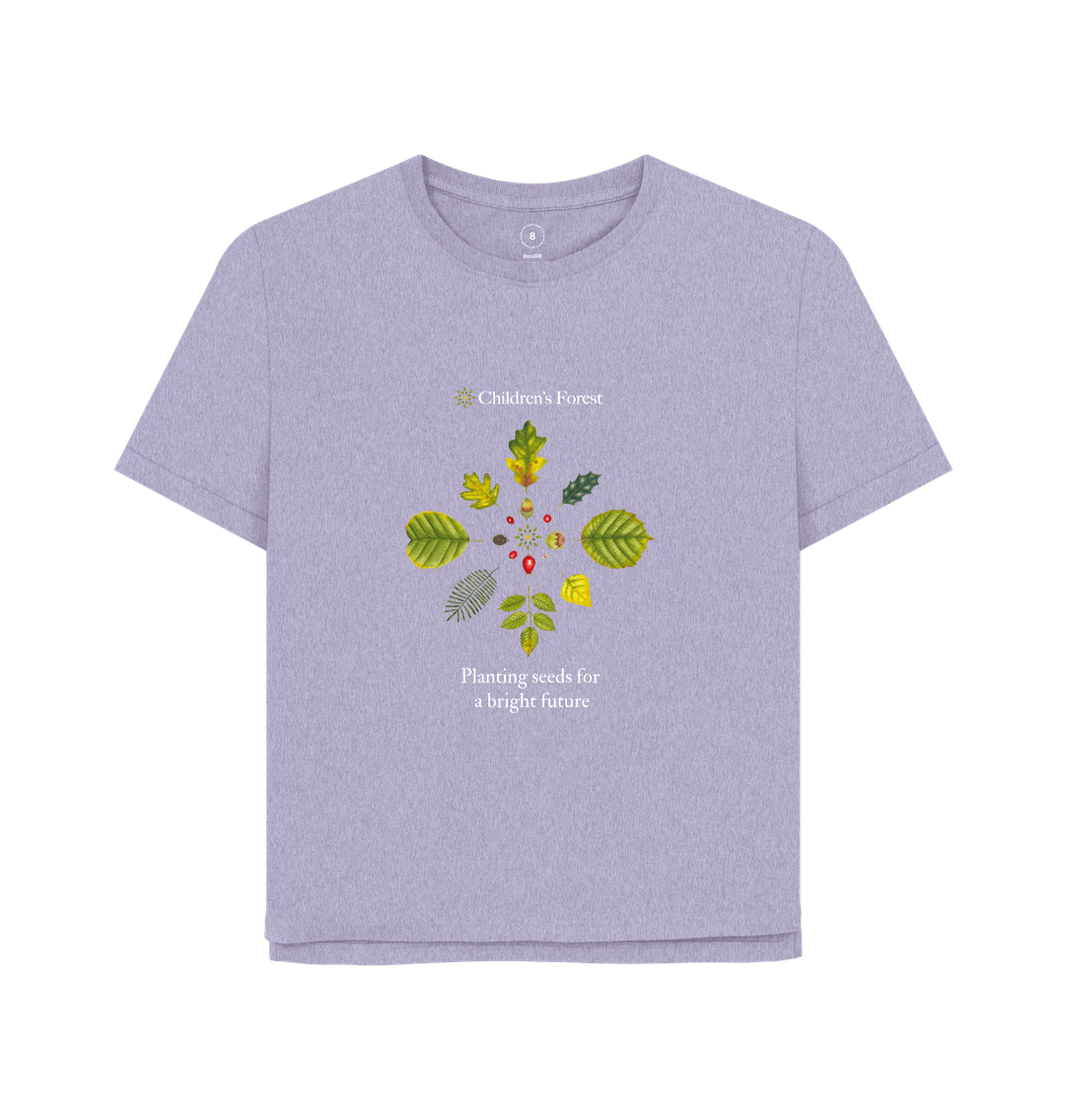 Lavender Women's Organic Relaxed Fit ReMill T-Shirt with Tree Mandala