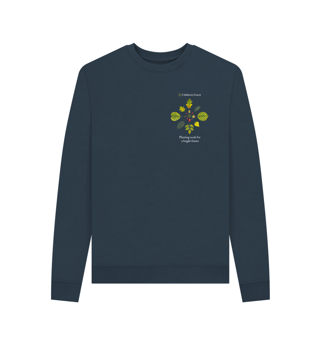 Navy Blue Printed Sweater Front