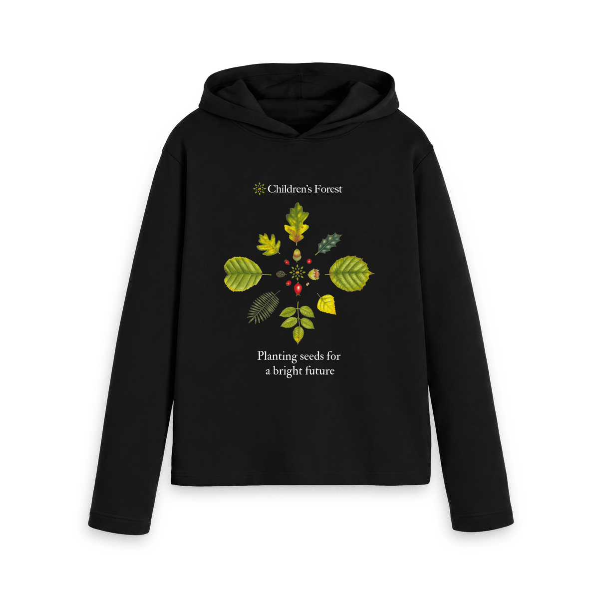 Black Printed Hoody Front