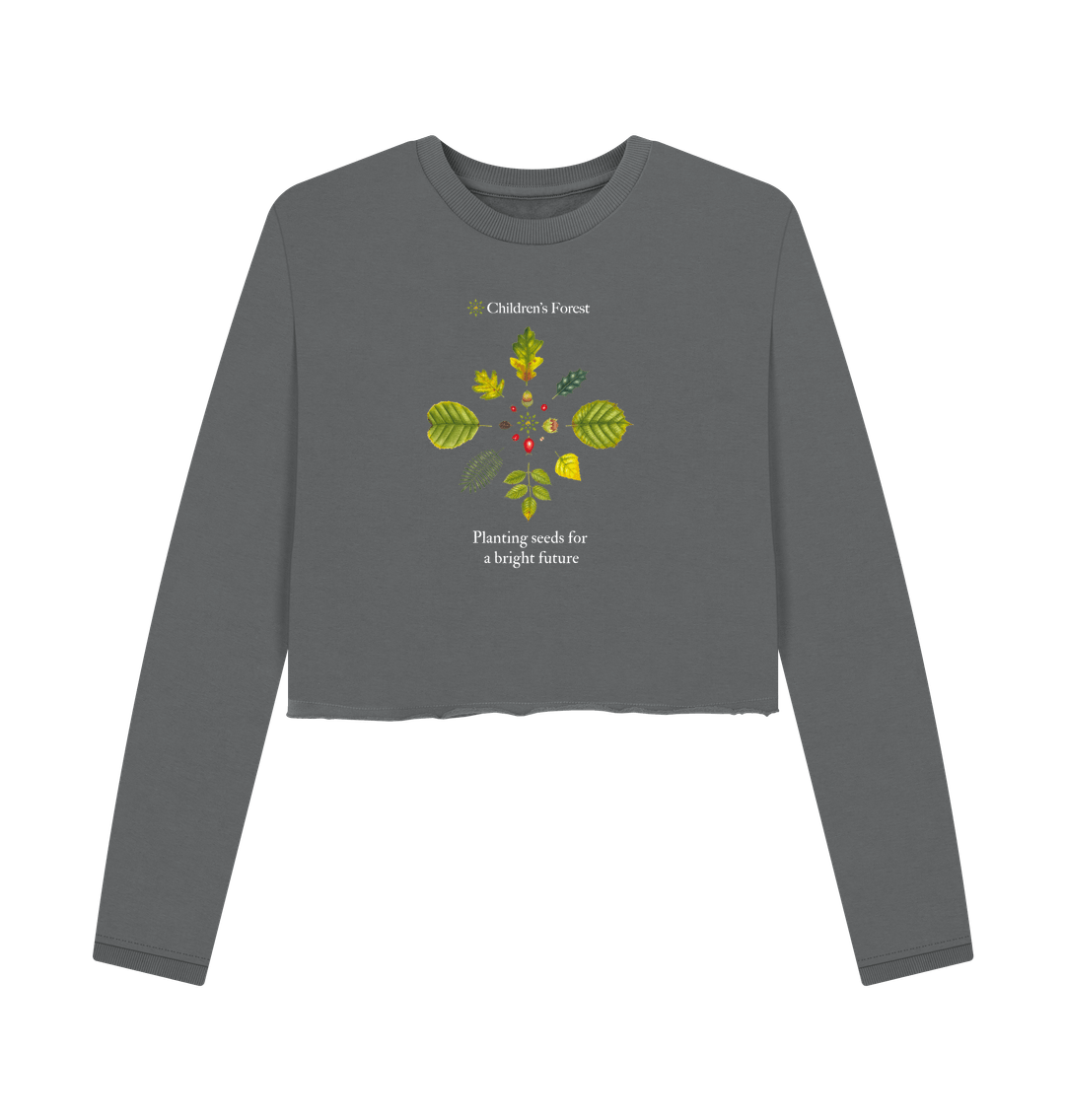 Slate Grey Women's Organic Boxy Jumper with Tree Mandala