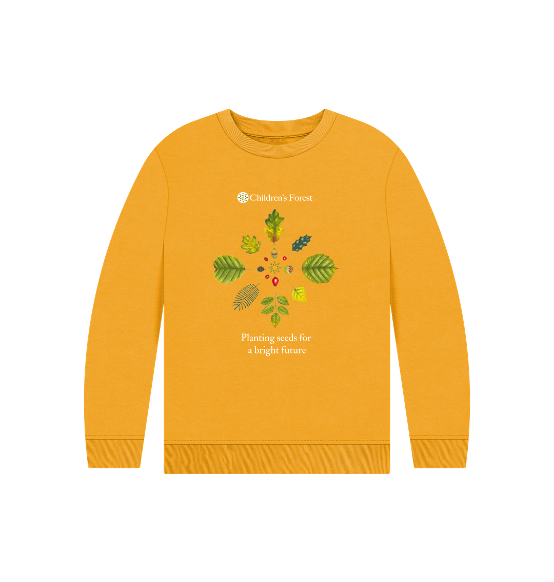 Mustard Children's Organic Jumper with Tree Mandala