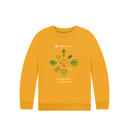 Mustard Children's Organic Jumper with Tree Mandala