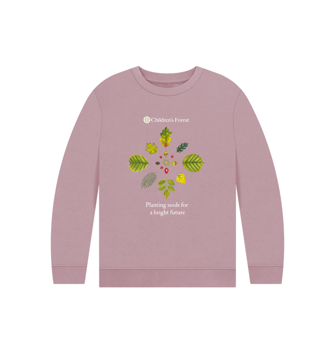 Mauve Children's Organic Jumper with Tree Mandala