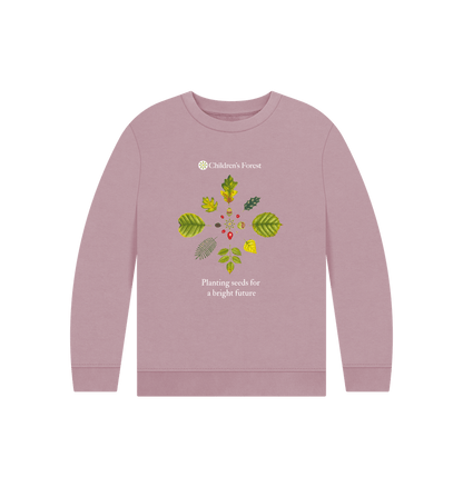 Mauve Children's Organic Jumper with Tree Mandala