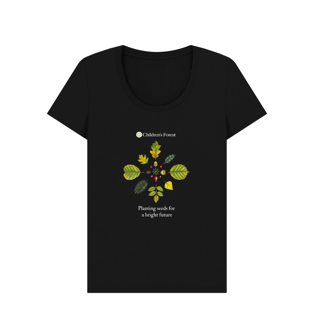 Black Women's Organic Scoop Neck T-Shirt with Tree Mandala