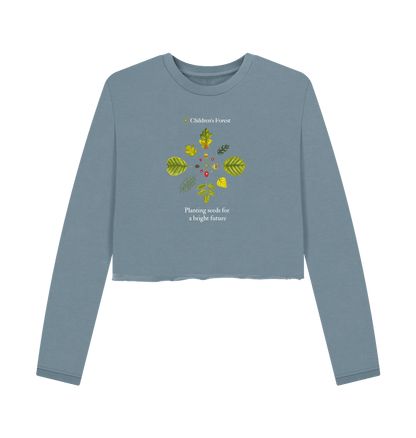 Stone Blue Women's Organic Boxy Jumper with Tree Mandala