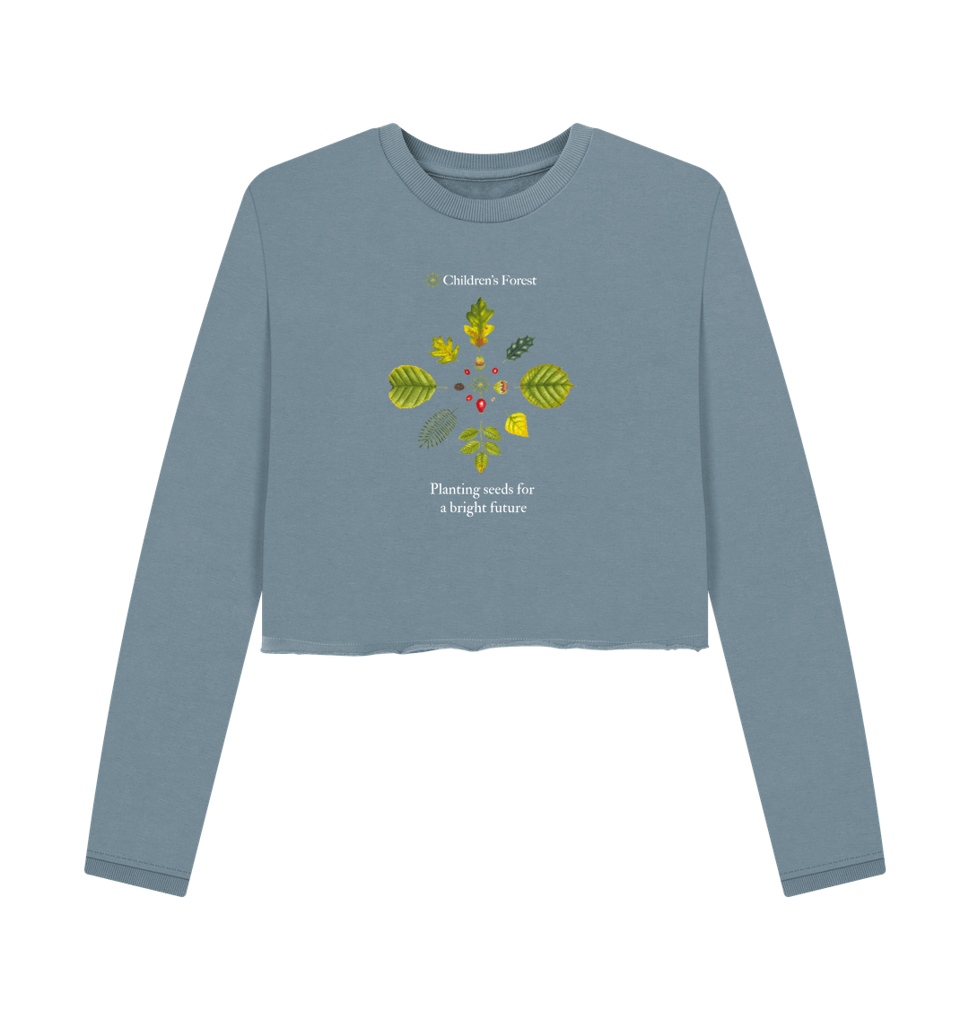 Stone Blue Printed Boxy Jumpers Front