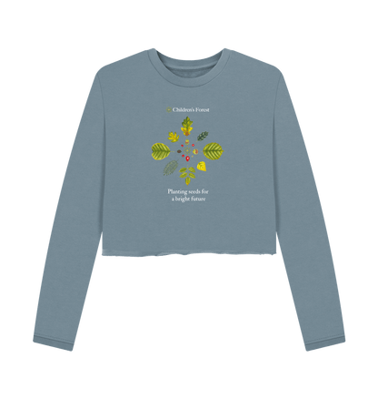 Stone Blue Printed Boxy Jumpers Front