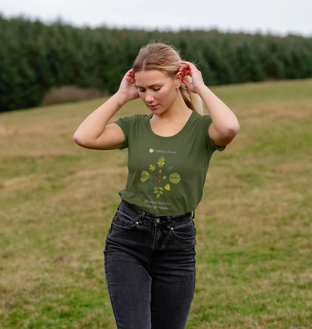 Women's Organic Scoop Neck T-Shirt with Tree Mandala